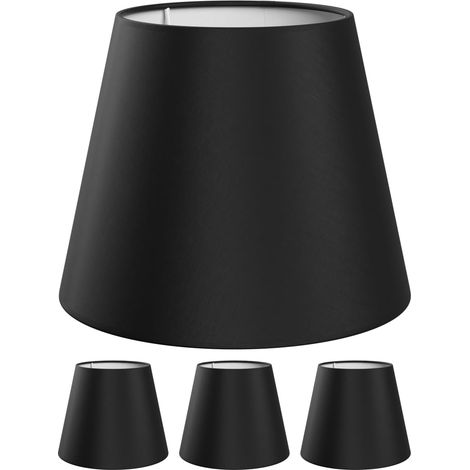 4 Abat-jour, Tissu Noir, Ø200mm, Anneau Réducteur 29mm, Pour Lampe Table Plafonnier