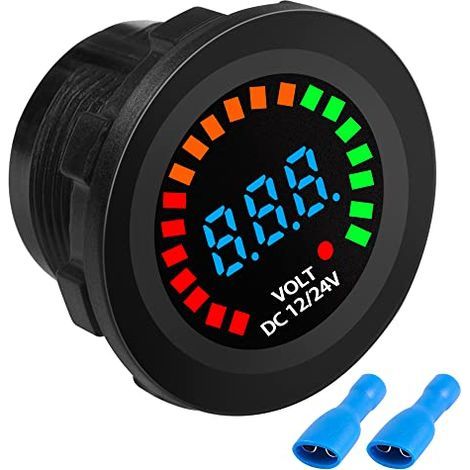 DC 12V 24V voiture batterie voltmètre LED affichage numérique écran couleur étanche camion embarqué marine alternative - (1/5)