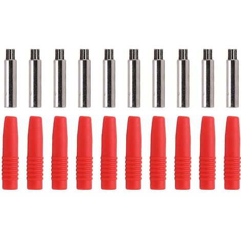 10 connecteurs banane isolés de 2 mm avec capuchon de protection pour appareils de test, rouges (1/4)