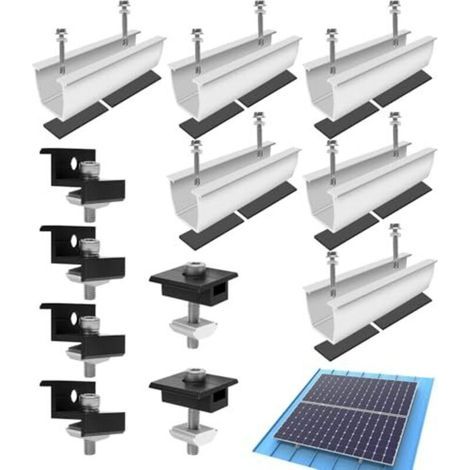Kit de montage solaire Zavixa, pour toit tuiles et plat, fixe 2 modules PV 30-35 mm (1/5)