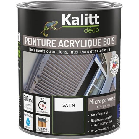 PEINTURE ACRYL BOIS SATIN 0.5L BLANC KALITT DECO - 762717 (1/2)