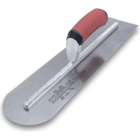 MARSHALLTOWN Frattazzo lisciante con frontale tondo, manico curvo DuraSoft, in acciaio al carbonio, molto adatto per terreno e calcestruzzo, dimensioni del frattazzo: 406x102 mm, Argento (1/5)