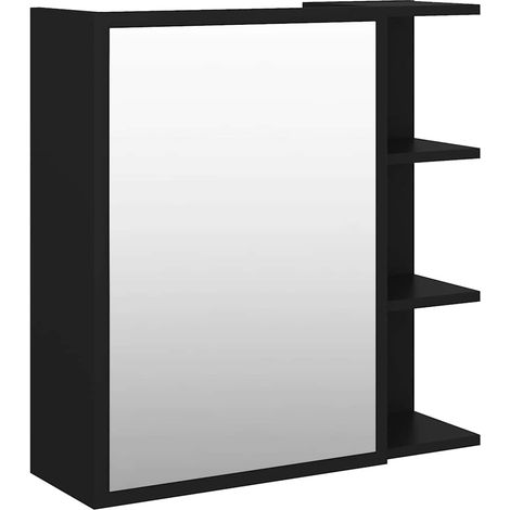 Mobile Bagno  Armadio da Bagno con Specchio Nero 62,5x20,5x64cm Legno Multistrato (1/5)