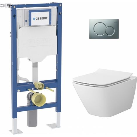 Pack WC Geberit UP320 + Cuvette sans bride Mesto Square + Plaque Chromé Mat (1/5)