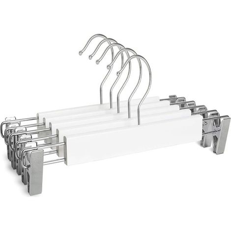Lot de 10 cintres pour pantalons en bois blanc, cintres pour pantalons en bois massif lisse avec crochet pivotant à 360 ° (1/4)