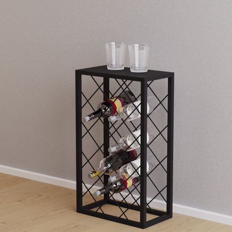 Estantería de vino Amasia metal 68x40x22 cm - Negro [en.casa]