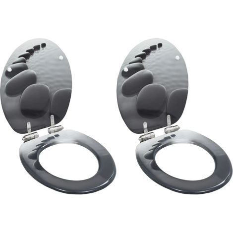 Lot de 2 Abattants adulte pour WC - Siège WC MDF et couvercle à fermeture en douceur Pierres BV919757 - BonneVie (1/5)