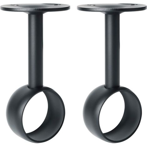 Curtain Rod Bracket Wardrobe Rod Holder with Screws Ceiling Mount for Curtain and Wardrobe, Matte Black Stainless Steel, Diameter 32 mm, 2 Pcs (1/5)