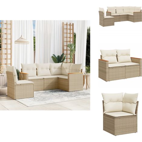 Salon de jardin avec coussins 5 pcs beige résine tressée - Ensemble Salon De Jardin - Mobilier De Jardin - Salon Extérieur - Résine Tressée - Fauteuil De Jardin (1/5)