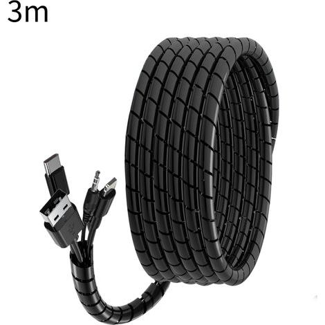 3M Cache Cable Spirale 20mm. Gaine Spirale Flexible Protege Cable pour Le Bureau/Ordinateur. Kit de Câble Rangement pour Le Câble d'Antenne TV/PC/USB/Télé/AUX. Noir - Bricolage
