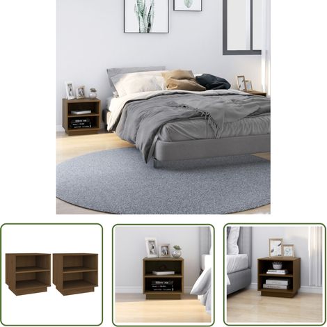 The Living Store Nachttische 2 Stk. Honigbraun 40x34x40 cm Massivholz Kiefer - Nachttisch - Massivholzmöbel - Kiefernholz - Wohnzimmer Dekoration - Schlafzimmer Möbel (1/5)
