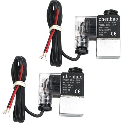 Lot de 2 électrovannes 220 V pour compresseur d'air, électrovanne pneumatique électrique, en aluminium, soupape de ventilation de gaz d'échappement (1/5)