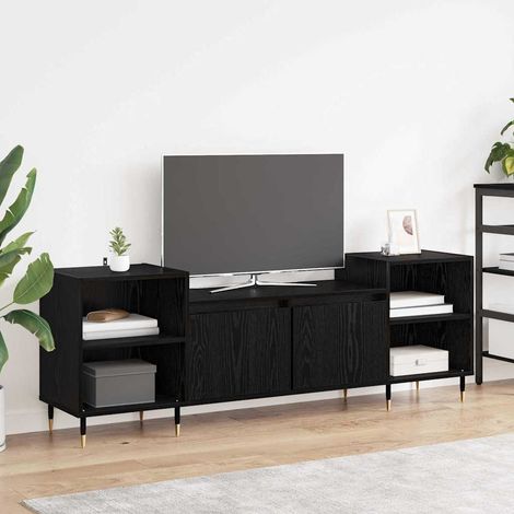 TV-Schränk Schwarz Eichen-Optik 160 x 35 x 55 cm Holzwerkstoff