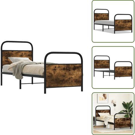 Bettgestell ohne Matratze 75x190 cm Räuchereiche Holzwerkstoff - Bettgestell - Bettgestelle - Bettrahmen - Schlafzimmermöbel (1/5)