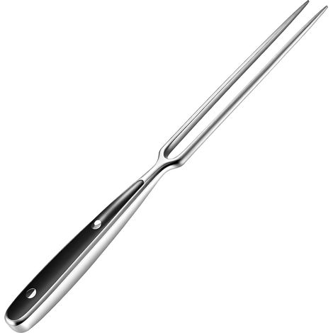 Fourchette à découper robuste en acier inoxydable avec poignée en acier et accents ABS noirs - 30 cm pour dinde, rôti et barbecue (1/5)