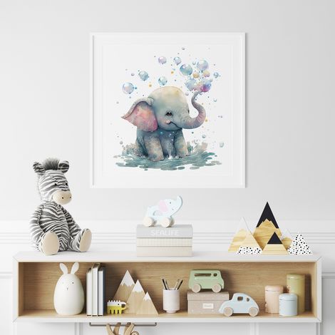Poster / Affiche carrée Enfants - Éléphanteau - 50x50 cm (1/3)