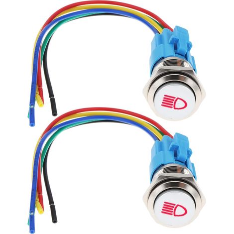 Set mit 2 verchromten Drucktastern, 16 mm, 12 V, 3 A, LED, IP65, Wippschalter, rot (1/5)