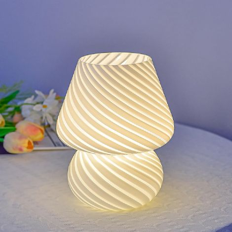 Lampe de Table Champignon, Lampe de Bureau en Verre LED, Lampe d'ambiance USB 3 Couleurs en Forme de Champignon avec télécommande pour Salon, Chambre à Coucher, Bureau (1/5)