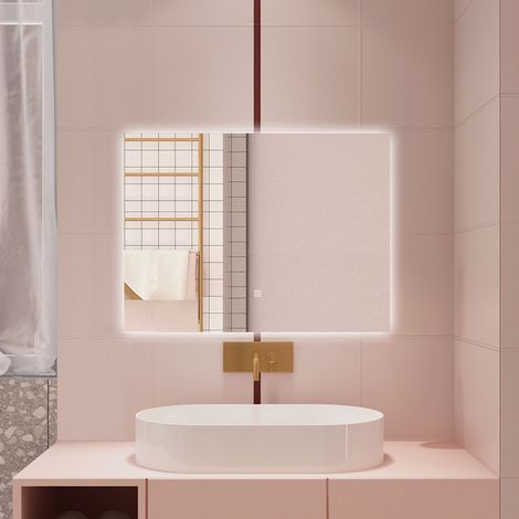 AICA SPECCHIO DA BAGNO CON LED, 80X60CM, DISAPPANNAMENTO, FUNZIONE MEMORIA, INFINITAMENTE DIMMERABILE (1/5)