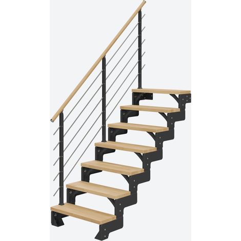 Dolle Modultreppe Gardentop Innen Buche 7 Stufen 126-154cm Geschosshöhe 85cm Stufenbreite inkl. Geländer (1/4)