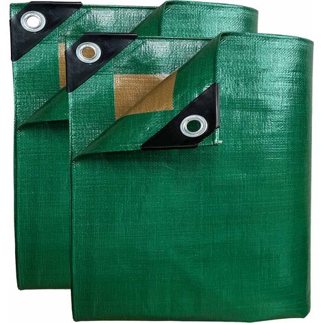 TECPLAST Pack Couvreur L'ESSENTIEL - 2 Bâches imperméables HQ250TO - 6x10m (x1) + 5x8m (x1) - Verte et Marron - PM6TO