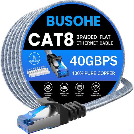 Cat 8 Câble Ethernet 6m, Réseau LAN RJ45 Haut Débit 40Gbps 2000MHz (1/5)