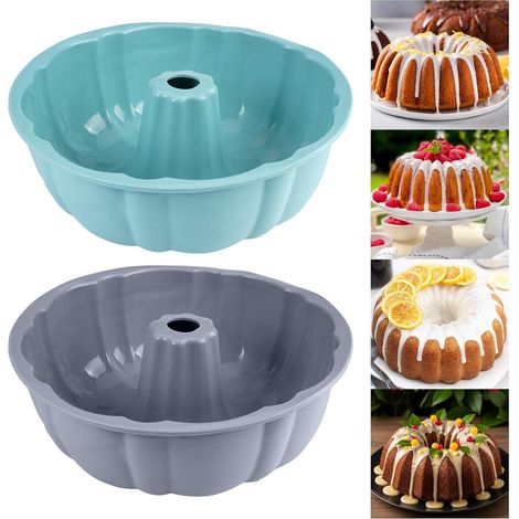 Moule à kouglof en silicone 25 cm, lot de 2, pour gâteau, brioche, gelée, pain et cheesecake. (1/5)