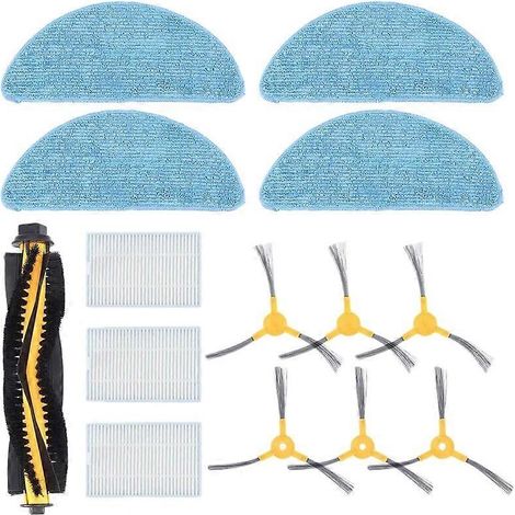 Kit d'accessoires pour robot Proscenic 800T/820S : pièces de rechange (1 brosse principale, 6 brosses latérales, 3 filtres HEPA, 4 lingettes de nettoyage). (1/2)