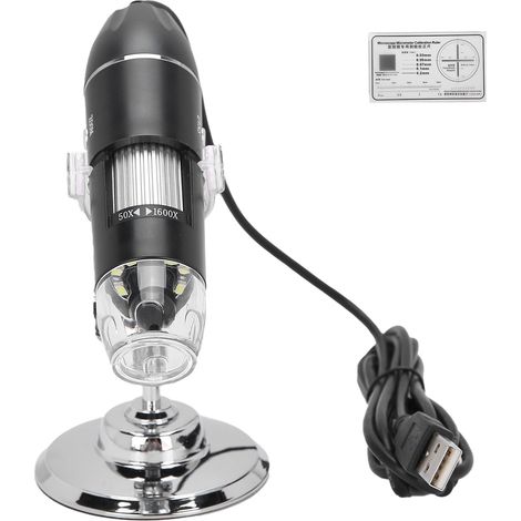 Microscope numérique USB 1600X portable avec 8 LED réglables et support pour observations électroniques détaillées