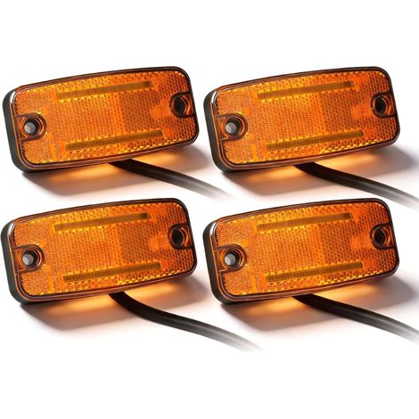 4 Pcs Feux de Gabarit LED 12V/24V Orange avec Réflecteur, Feux de Position Latéraux pour Remorque, Voiture, Camion, Caravane, RV (Jaune/Ambre) (1/5)