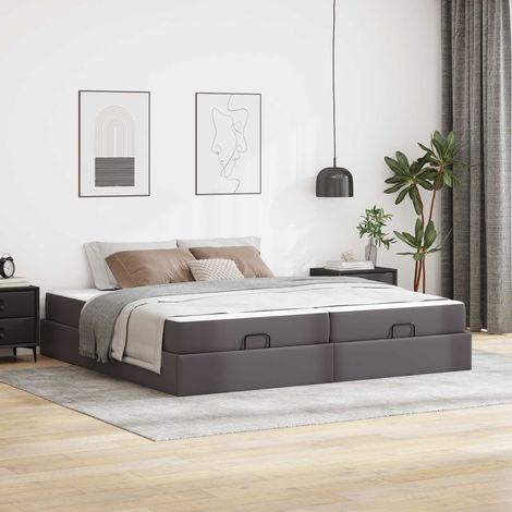 Estructura de cama con colchón con colchón 2 pcs Gris PVC