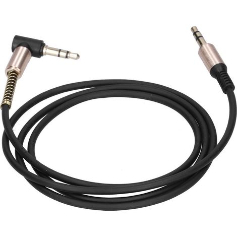 Câble d'extension audio aux pour voiture, coudé 3.5mm mâle à mâle, stéréo, 1m/3.3ft, noir (1/5)