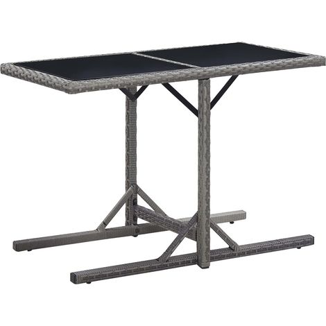 Table de jardin Anthracite 110x53x72 Verre et résine tressée (1/5)