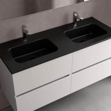 Lavabo CONSTANZA 1200 Sans siphon ni vidage clic NOIR MAT 1210 x 20 x 460 mm (1/2)