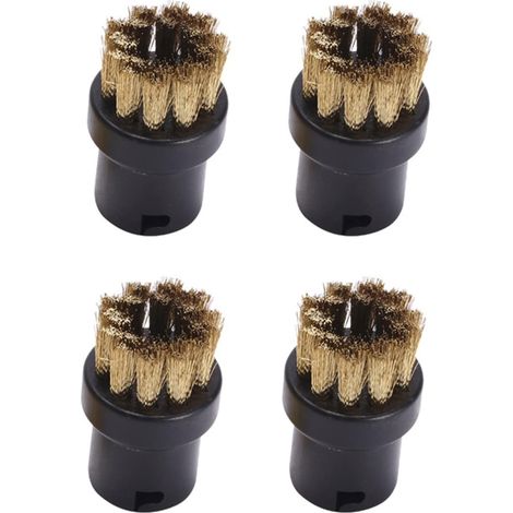 Lot de 4 brosses de nettoyage rondes en poils pour nettoyeur vapeur Karcher SC1 SC2 SC4 SC5 (noir et cuivre)