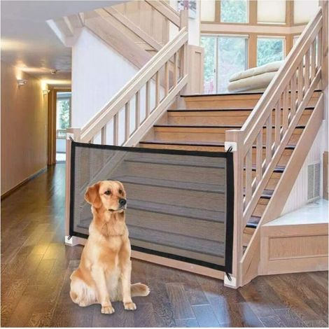 Barrière de Sécurité Chien, Barriere Animaux,Barrière pour Animal Domestique, Animal Domestique Rétractable Barrières pour Escalier Cuisine Portable Pliable Installer n'importe Où,Noir (180 x 72cm)