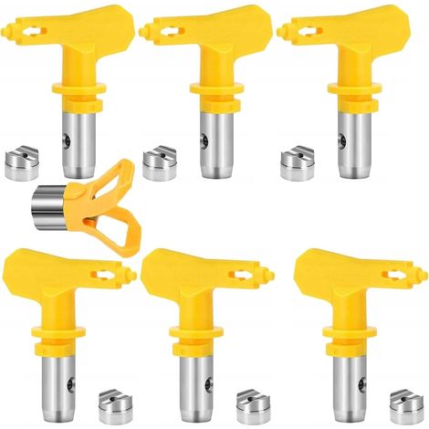 Airless Nozzles with Pointed Seal, Reversible with 1 Nozzle for Paint Sprayers, for Airless Paint Spraying Systems, Home, Building, Bridges (Type 515, 517, 6 Pack) (1/5)