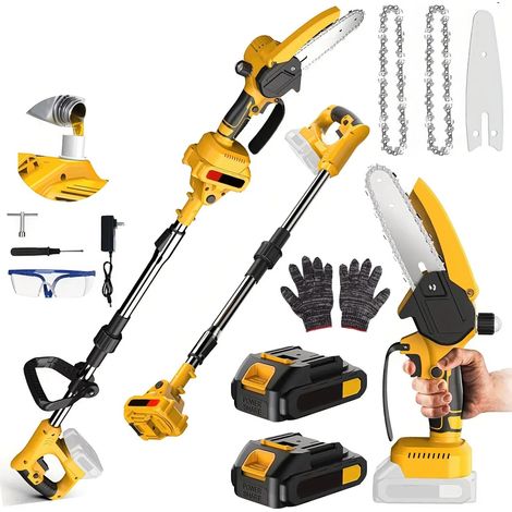 Scie électrique sans fil de 6 pouces, scie à perche télescopique, scie à perche pour jardinage, outil de coupe, compatible avec les batteries 21V, Avec 2 batteries (1/5)