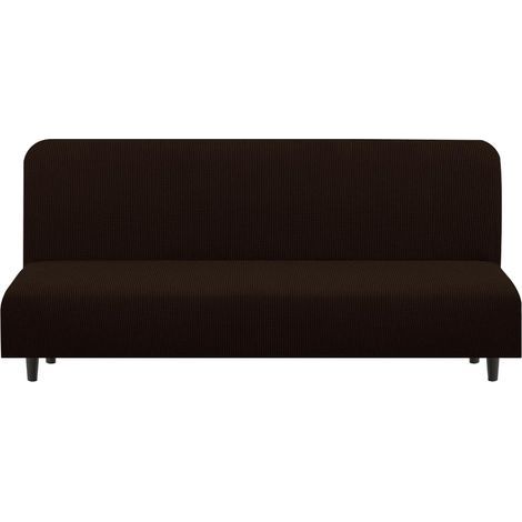 Housse sans bras couleur unie, convertible lit 3 places, marron foncé, 150-190 cm (1/5)