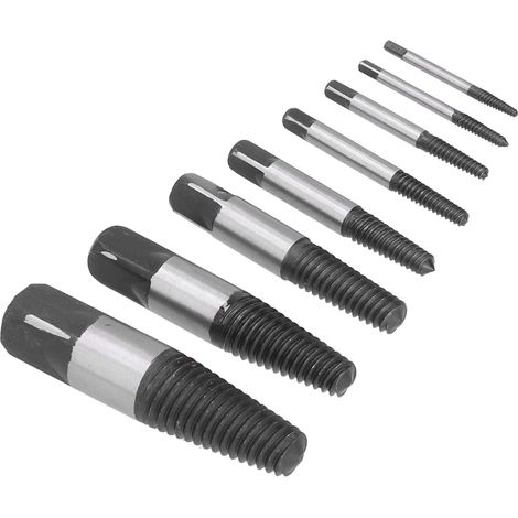 Kit d'extracteurs de vis en acier au carbone (8 pièces) avec étui de rangement pour vis cassées. (1/5)