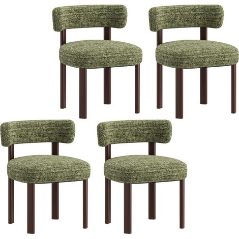 COLAMY Lot de 4 Chaises de Salle à Manger en Bois Massif, Design Épuré et Chaleureux, Dossier Arrondi Épousant la Courbe du Dos, Confort Optimal, vert