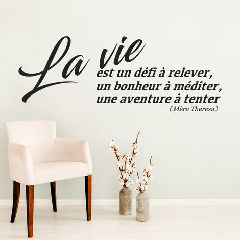 Sticker Mural - Citation La vie est un défit... - 27x73 cm - Noir (1/3)