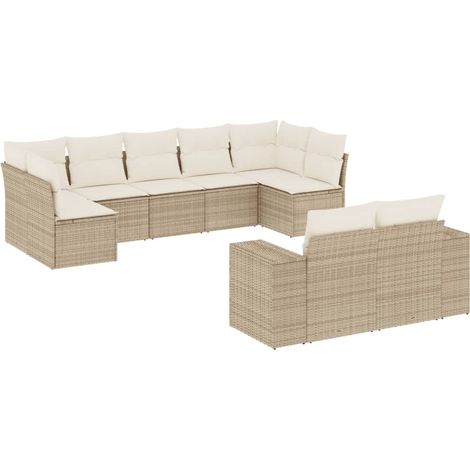 Maison Exclusive - Set de sofás de jardín 9 pzas con cojines ratá (1/5)