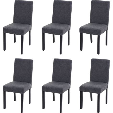 Lot de 6 chaises de salle à manger rembourrées 90x43x48 cm tissu polyester gris anthracite bois d’hévéa foncé 040007665 (1/5)