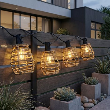 Lumi 10 Pack Rattan Solar String Lights (1/2)