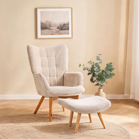 Fauteuil beige en corduroy 72 x 80 x 101 cm (1/5)