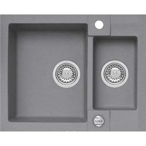Alveus Rock - Lavello in granito, 60x48 cm, con comando remoto dello scarico, concrete 1122743