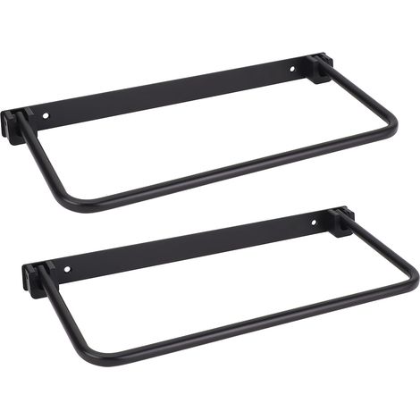 Lot de 2 étagères à chaussures pliables en alliage d'aluminium, fixation murale, gain de place, pour camping-car, hôtel ou salon (noir). (1/5)