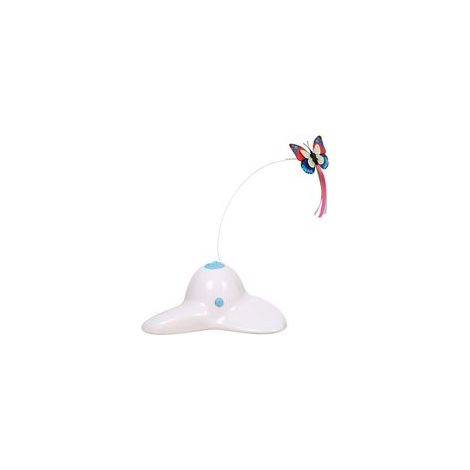 Jouet interactif pour chat, papillon rotatif électrique 360°, blanc crème – (1/5)