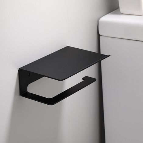 Selbstklebendes Wandregal speziell für Badezimmer - Schwarzes Mini- Kleberegal aus Edelstahl